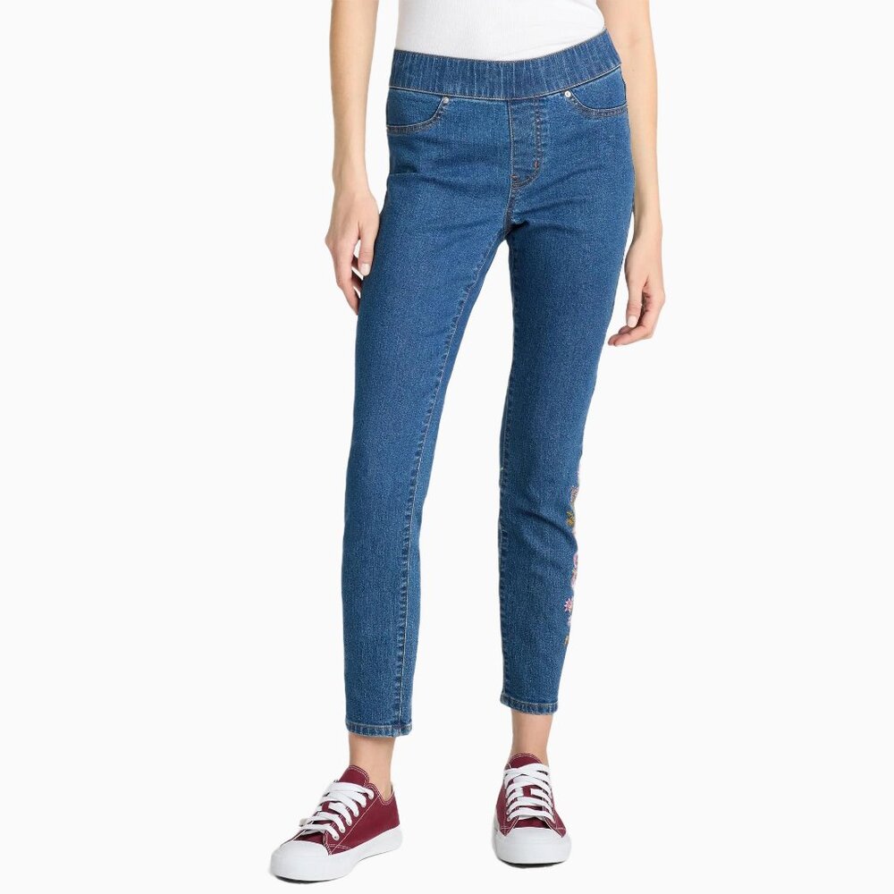 The Pioneer Woman Embroidered Pull-On Slim Straight Jeans Womens Size 2X, 3X